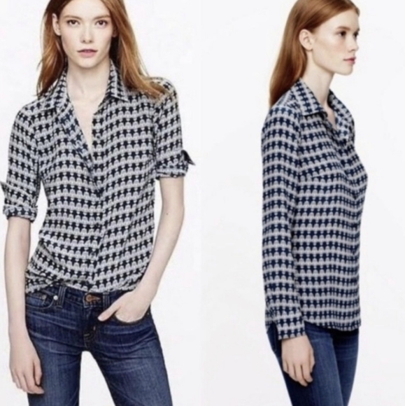 J. Crew Silk Blouse in Owl Print size 2 - Picture 2 of 4